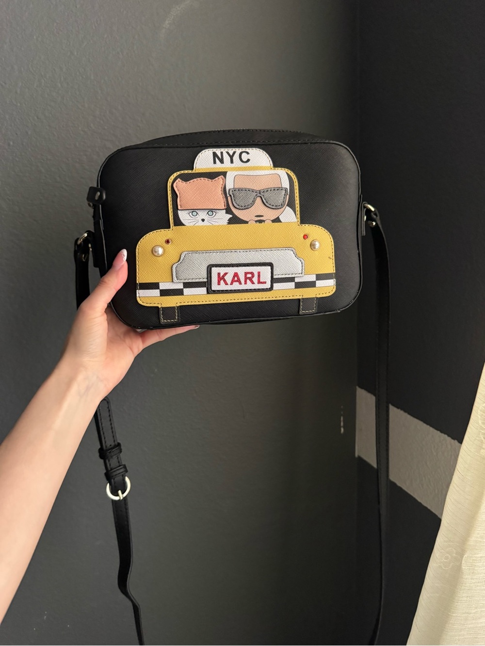Karl Lagerfeld Black Crossbody with Gold Hardware